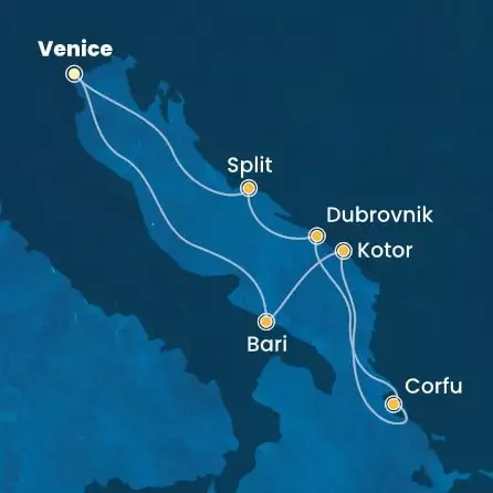 COSTA DELIZIOSA - trasa 6 nocy podróż z: Venice (Marghera) w dniu 02/05/2026 - Italy, Montenegro, Greece, Croatia