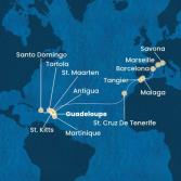 Antilles, Virgin Islands, Canary Islands, Morocco, Spain, France, Italy