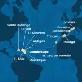 Antilles, Virgin Islands, Canary Islands, Morocco, Spain, France, Italy