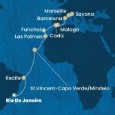 Brazil, Cape Verde, Canary Islands, Madeira , Spain, France, Italy