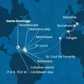 Dominican Republic, Antilles, Canary Islands, Morocco, Spain, France