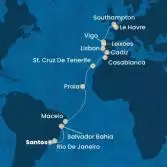 Brazil, Canary Islands, Morocco, Spain, Portugal, France, England