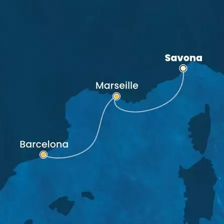 COSTA TOSCANA - trasa 1 nocy podróż z: SAVONA w dniu 01/03/2026 - Italy, France, Spain