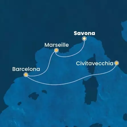 COSTA TOSCANA - trasa 3 nocy podróż z: SAVONA w dniu 01/03/2026 - Italy, France, Spain