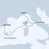 Italy, Corsica (France), Balearic Islands, Spain