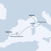 Italy, Corsica (France), Balearic Islands, Spain