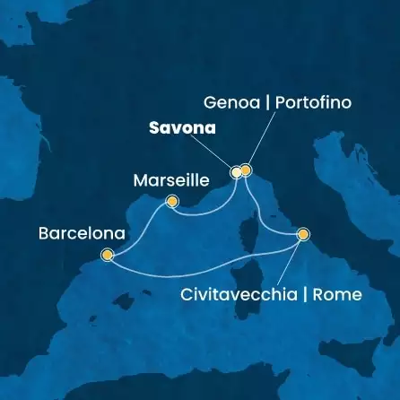 COSTA TOSCANA - trasa 4 nocy podróż z: SAVONA w dniu 01/03/2026 - Italy, France, Spain
