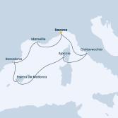Italy, Corsica (France), Balearic Islands, Spain, France