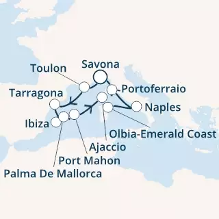 Italy, Spain, Balearic Islands, Corsica (France)