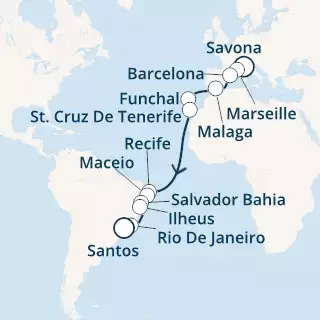 Italy, France, Spain, Madeira , Canary Islands, Brazil