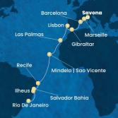 Italy, France, Spain, Gibraltar, Portugal, Canary Islands, Cape Verde, Brazil