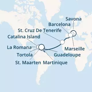 Italy, France, Spain, Canary Islands, Antilles, Dominican Republic, Virgin Islands