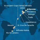 Italy, Spain, Portugal, Morocco, Canary Islands, Cape Verde, Brazil