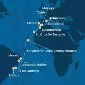 Italy, Spain, Portugal, Morocco, Canary Islands, Cape Verde, Brazil