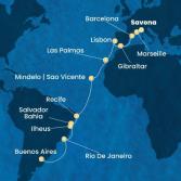 Italy, France, Spain, Gibraltar, Portugal, Canary Islands, Cape Verde, Brazil, Argentina