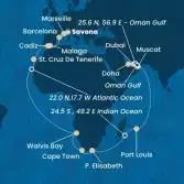 Italy, France, Spain, Canary Islands, Namibia, South Africa, Mauritius, Oman, United Arab Emirates