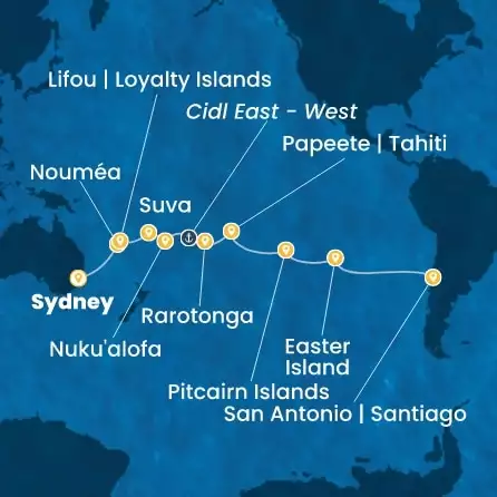 COSTA SERENA - trasa 25 nocy podróż z: SYDNEY w dniu 12/11/2026 - Australia, Hawaii, Fiji, Tonga, Polynesia, Chile