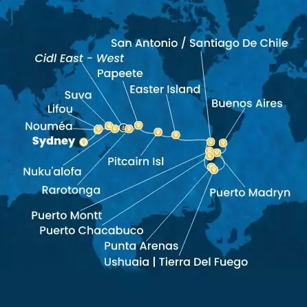 COSTA SERENA - trasa 39 nocy podróż z: SYDNEY w dniu 12/11/2026 - Australia, Hawaii, Fiji, Tonga, Polynesia, Chile, Argentina