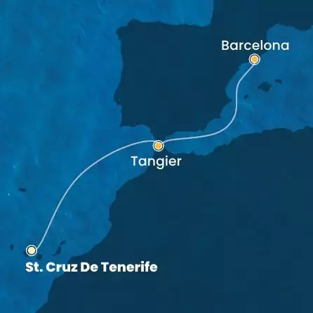 COSTA SMERALDA - trasa 3 nocy podróż z: ST. CRUZ DE TENERIFE w dniu 11/04/2027 - Canary Islands, Morocco, Spain
