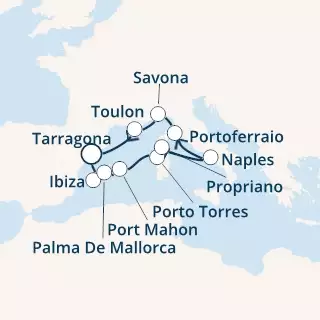 Spain, Balearic Islands, Italy, Corsica (France)