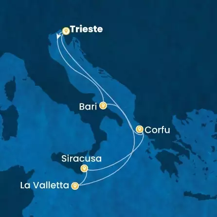 COSTA DELIZIOSA - trasa 5 nocy podróż z: Trieste w dniu 14/11/2026 - Italy, Greece, Malta