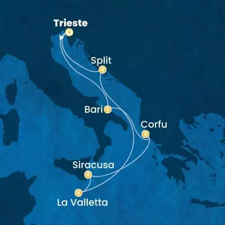 COSTA DELIZIOSA - trasa 6 nocy podróż z: Trieste w dniu 03/10/2026 - Italy, Greece, Malta, Croatia