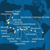 Japan, Taiwan, China, Philippines, Australia, Hawaii, Fiji, Tonga, Polynesia, Chile