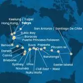 Japan, Taiwan, China, Philippines, Australia, Hawaii, Fiji, Tonga, Polynesia, Chile