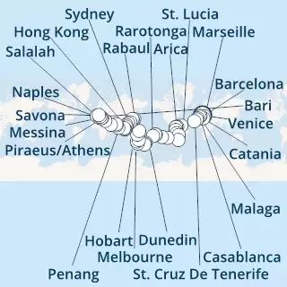 Italy, Croatia, France, Spain, Morocco, Canary Islands, Antilles, Costa Rica, Colombia, Polynesia, New Zealand, Australia