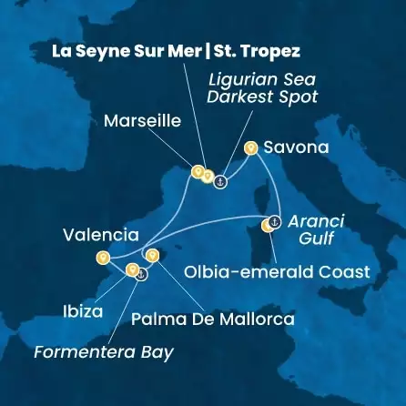 COSTA FASCINOSA - trasa 7 nocy podróż z: TOULON-LA SEYNE SUR MER w dniu 03/07/2027 - France, Italy, Spain, Balearic Islands