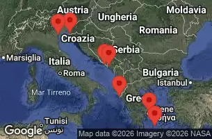EXPLORA II - trasa 8 nocy podróż z: Venice (Fusina) w dniu 12/07/2027 - Italia, Slovenia, Croazia, Montenegro, Grecia, Spagna