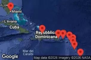 EXPLORA I - trasa 16 nocy podróż z: San Juan w dniu 05/02/2026 - Porto Rico, Isole Vergini britanniche, Antigua e Barbuda, Saint-Barthélemy, Anguilla, Stati Uniti, Rep. Dominicana, Dominica, Barbados, Guadalupa, Isole Vergini americane