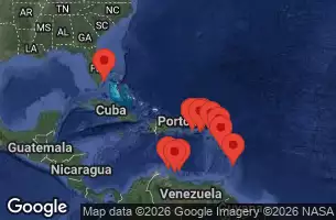 EXPLORA I - trasa 18 nocy podróż z: San Juan w dniu 20/02/2026 - Porto Rico, Aruba, Curaçao, Isole BES, Barbados, Guadalupa, Sint Maarten, Isole Vergini britanniche, Antigua e Barbuda, Anguilla, Isole Vergini americane, Stati Uniti