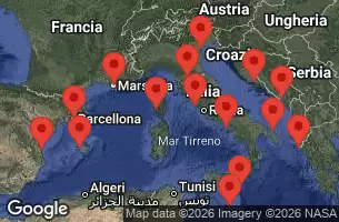 EXPLORA I - trasa 20 nocy podróż z: Barcelona w dniu 25/03/2026 - Spagna, Francia, Italia, Malta, Grecia, Montenegro, Croazia, Porto Rico