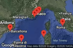 EXPLORA I - trasa 14 nocy podróż z: Barcelona w dniu 27/05/2026 - Spagna, Italia, Francia, Monaco