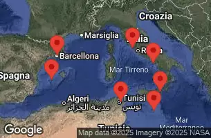 EXPLORA I - trasa 8 nocy podróż z: Barcelona w dniu 31/08/2026 - Spagna, Tunisia, Malta, Italia, Grecia