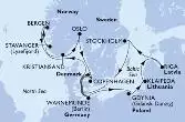 Warnemunde,Gdynia,Klaipeda,Riga,Stockholm,Copenhagen,Warnemunde,Stavanger,Bergen,Kristiansand,Oslo,Copenhagen,Warnemunde