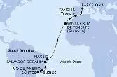 Santos,Rio de Janeiro,Buzios,Salvador,Maceio,Santa Cruz de Tenerife,Tangier,Barcelona