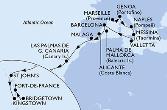 Marseille,Genoa,Naples,Messina,Valletta,Barcelona,Palma de Mallorca,Alicante,Malaga,Las Palmas de G.Canaria,St John s,Kingstown,Bridgetown,Fort de France