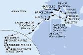 Marseille,Genoa,Naples,Messina,Valletta,Barcelona,Palma de Mallorca,Alicante,Malaga,Las Palmas de G.Canaria,St John s,Kingstown,Bridgetown,Fort de France,Pointe-a-Pitre