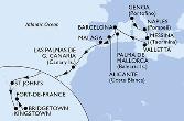 Genoa,Naples,Messina,Valletta,Barcelona,Palma de Mallorca,Alicante,Malaga,Las Palmas de G.Canaria,St John s,Kingstown,Bridgetown,Fort de France