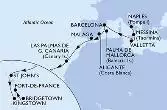 Naples,Messina,Valletta,Barcelona,Palma de Mallorca,Alicante,Malaga,Las Palmas de G.Canaria,St John s,Kingstown,Bridgetown,Fort de France
