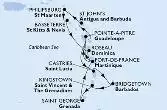 Fort de France,Pointe-a-Pitre,Castries,Bridgetown,Kingstown,Saint George,Fort de France,Pointe-a-Pitre,St John s,Philipsburg,Basseterre,Roseau,Fort de France