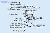 Bridgetown,Castries,Saint George,Fort de France,Pointe-a-Pitre,Roseau,Philipsburg,Basseterre,St John s,Fort de France,Pointe-a-Pitre,Castries,Bridgetown