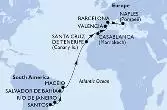 Santos,Rio de Janeiro,Salvador,Maceio,Santa Cruz de Tenerife,Casablanca,Valencia,Barcelona,Naples