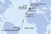 Southampton,Gijon,Vigo,Lisbon,Funchal,Maceio,Salvador