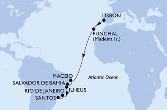 Lisbon,Funchal,Maceio,Salvador,Ilheus,Rio de Janeiro,Santos