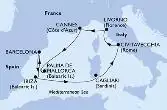 Barcelona,Ibiza,Cagliari,Civitavecchia,Livorno,Cannes,Palma de Mallorca,Barcelona