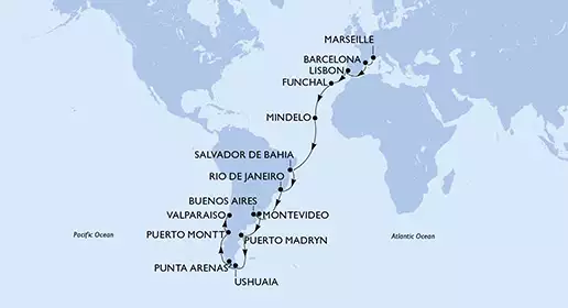 France, Spain, Portugal, Cape Verde, Brazil, Argentina, Uruguay, Chile
