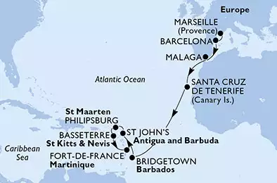 France, Spain, Barbados, Antigua and Barbuda, St. Maarten, Saint Kitts and Nevis, Martinique